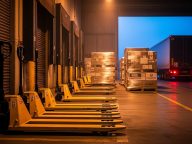 Warehouse Loading Dock with Pallet Jack and Truck