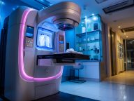 Modern Medical Imaging Room with Advanced Technology and Soothing Blue Lighting for Patient Comfort