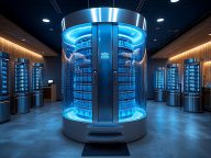 Futuristic automated dispensing system in modern space