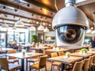 Modern Security Camera in a Restaurant
