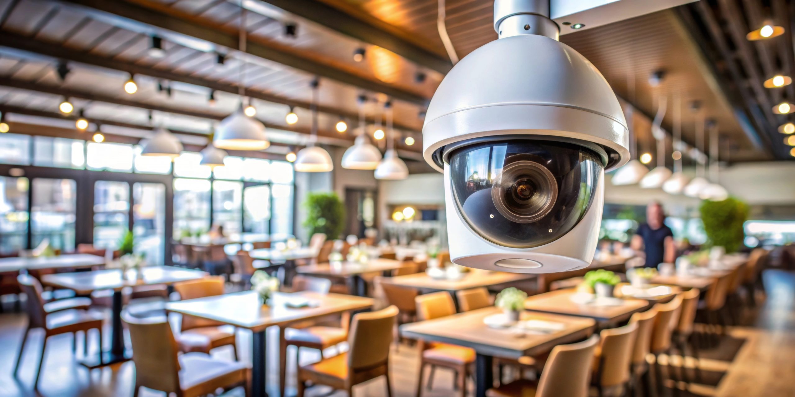 Modern Security Camera in a Restaurant