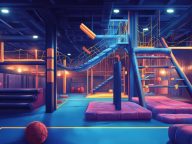 Neon Lit Indoor Obstacle Course Playground